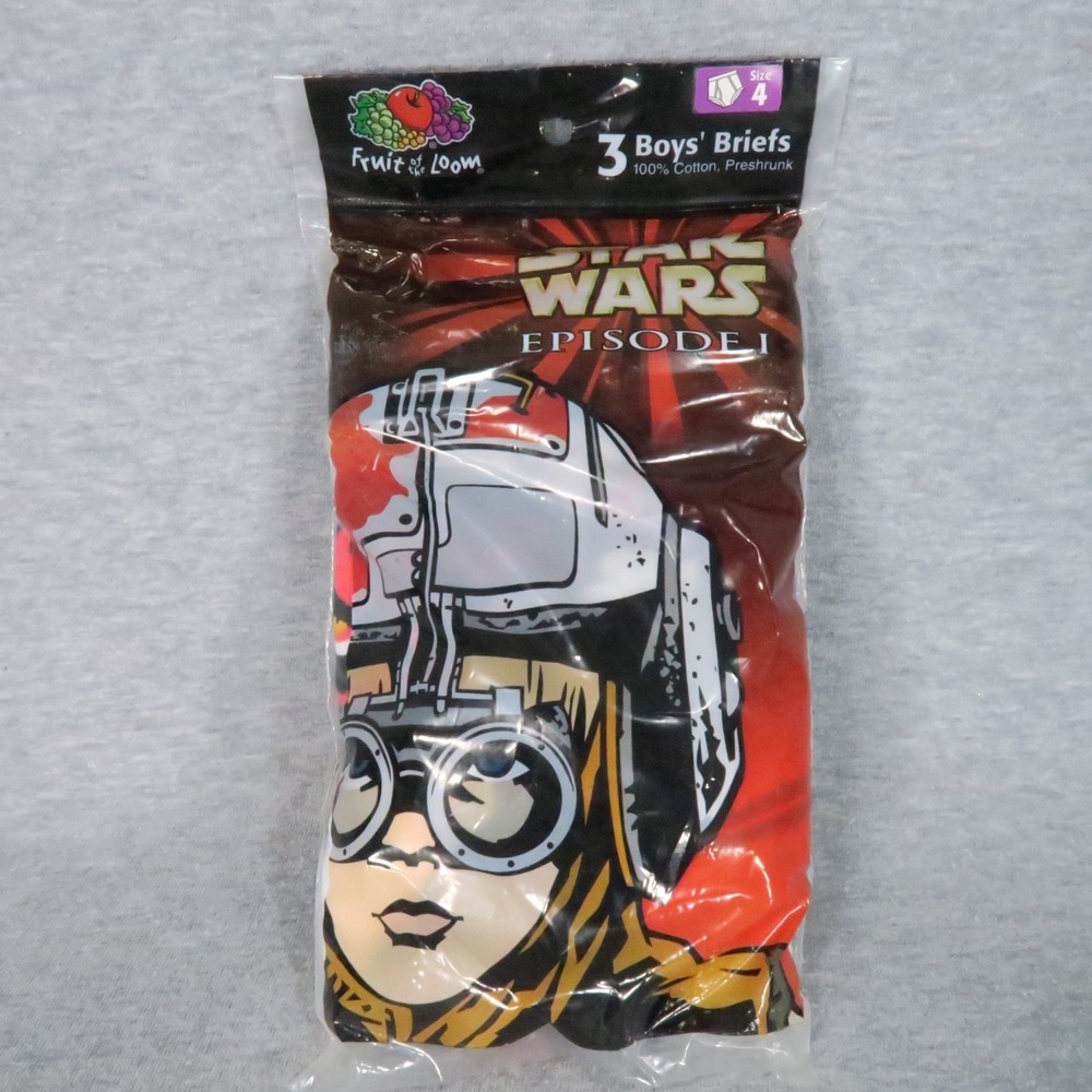 Vintage 1999 Fruit of the Loom Star Wars Episode I Boys Briefs Size 4 3-Pack